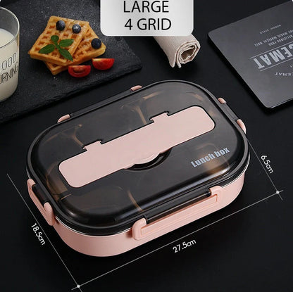 Dielectric insulated lunch box in green, blue, pink, and black with stainless steel interior