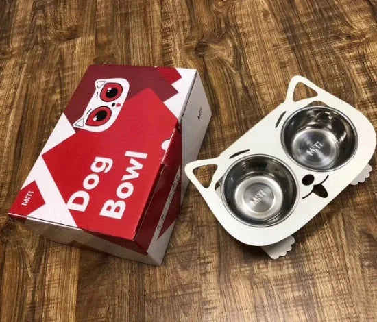 Stainless steel anti-spill pet feeding bowl in various colors