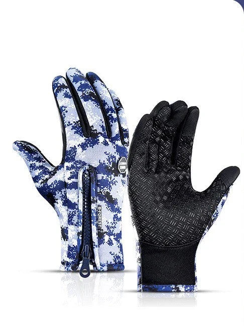 Warm, touchscreen-friendly motorcycle riding gloves made with cozy polar fleece lining for superior insulation and grip