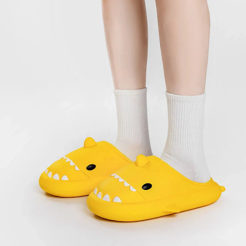 Cartoon shark EVA slippers with waterproof soft bottom in various colours
