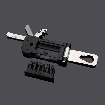 Premium multi-function bicycle repair tool set made of durable stainless steel with clamshell design and magnetic screwdriver sleeve