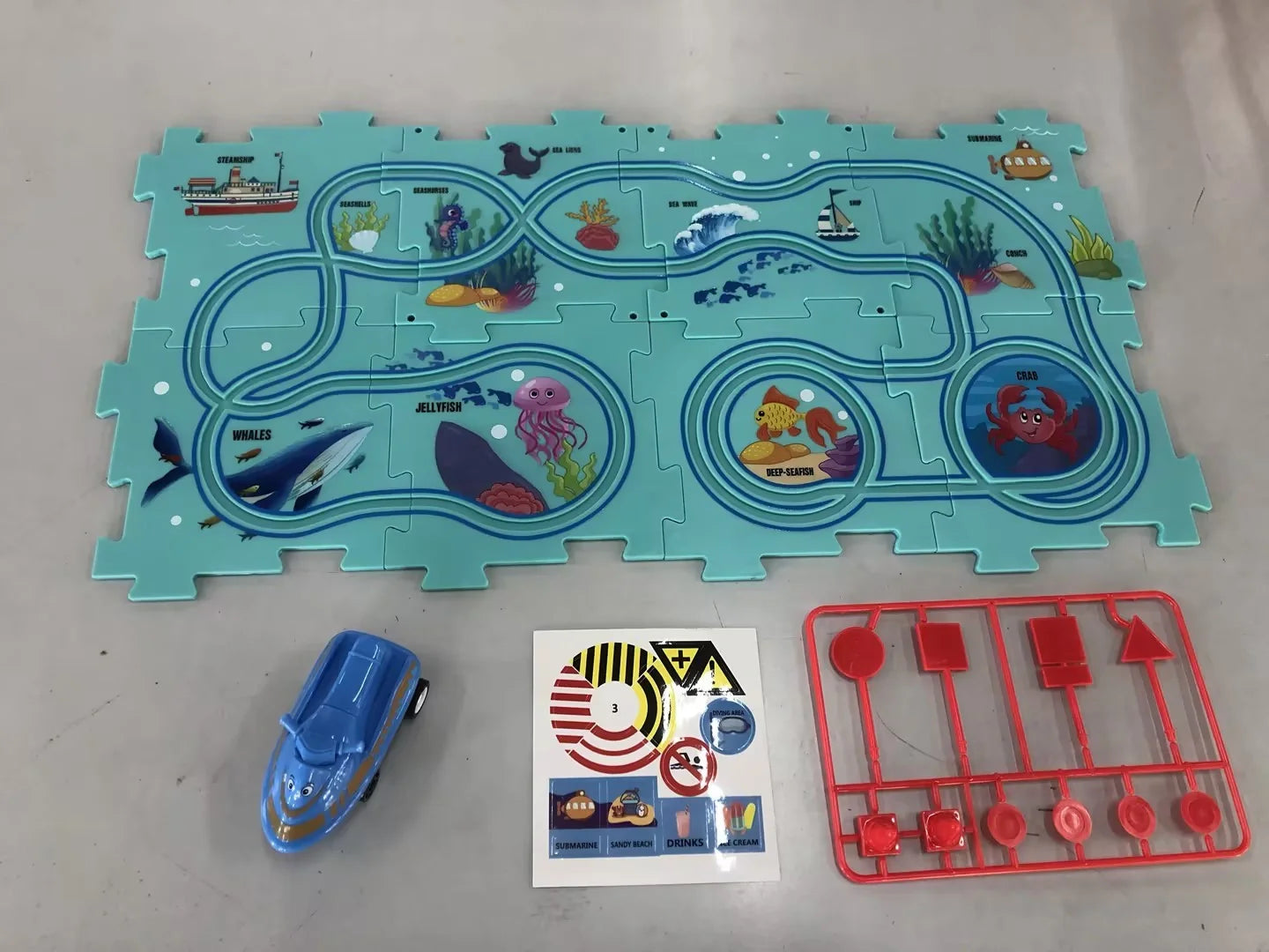 DIY Assembly Electric Railroad Speeder Toy with multiple track configurations
