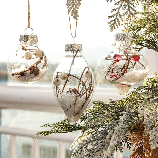 Gold powder bright painted mixed plastic Christmas tree ornaments in various styles and sizes