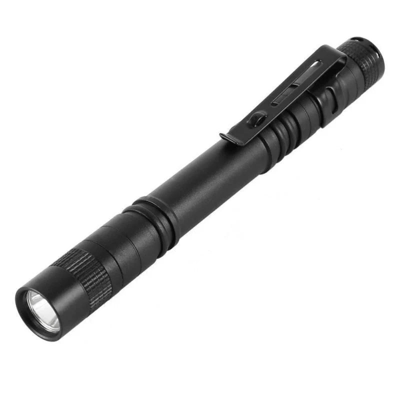 Black aluminium LED flashlight with waterproof and corrosion-resistant features