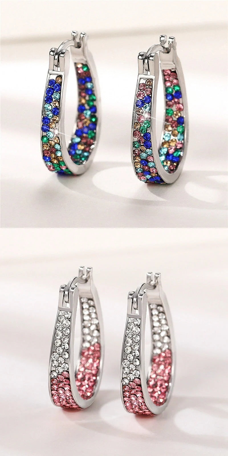 Colourful geometric diamond earrings for women with English letter detailing