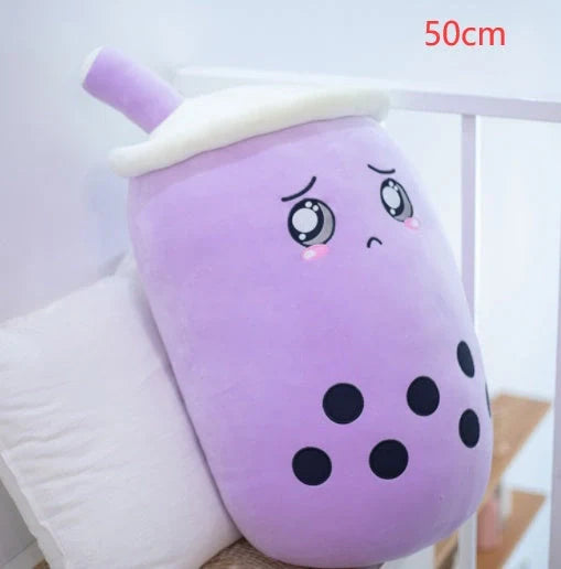 Strawberry Milk Tea Plush Boba Toy Pillow in various colours and sizes