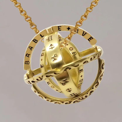 Germany Astronomical Ball Ring Necklace with flip deformation feature in silver and gold