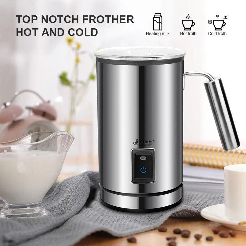 Electric Milk Frother for Coffee with Stainless-Steel Body and 3 Functions
