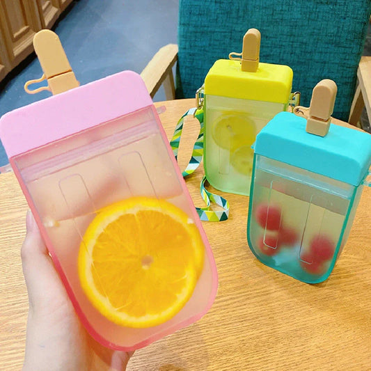 Summer children's water cup with straw, anti-leak design, and cartoon pattern