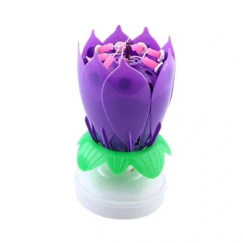 Musical Lotus Candles in various colours, showcasing the elegant lotus design and music feature