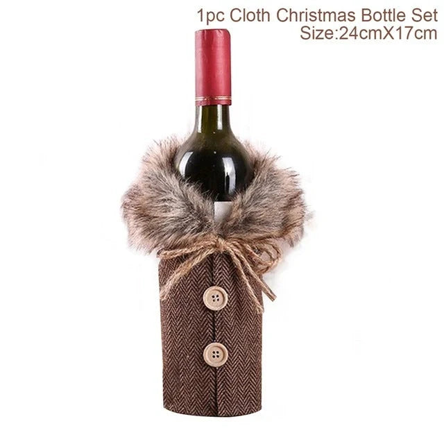 Festive Christmas wine bottle socks in vibrant colours, 14cm x 31cm