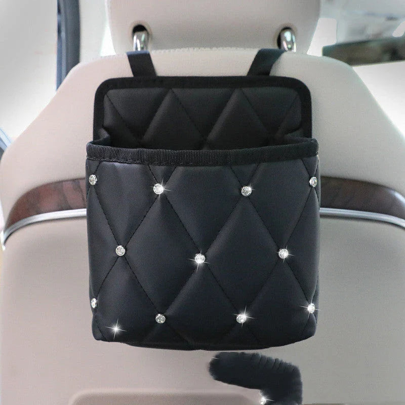 Premium Car Storage Organiser with Handbag Holder - Durable PU construction, versatile storage compartments, and convenient handbag holder for a tidy, organised car interior