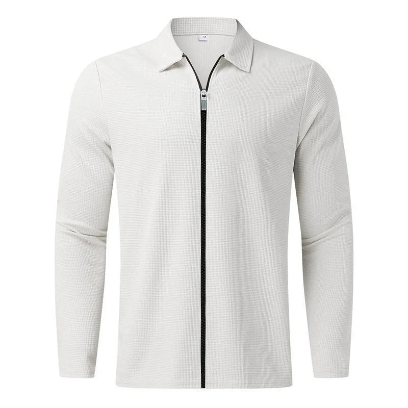 Men's waffle-style zipped lapel jacket in various colours for outdoor sports