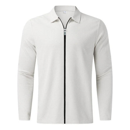 Men's waffle-style zipped lapel jacket in various colours for outdoor sports