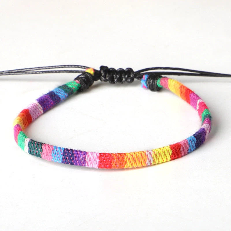 Hand Woven Rainbow Colour Anklet Bohemian Style