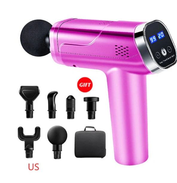 Touch Screen Fascia Gun Muscle Massager with six interchangeable heads