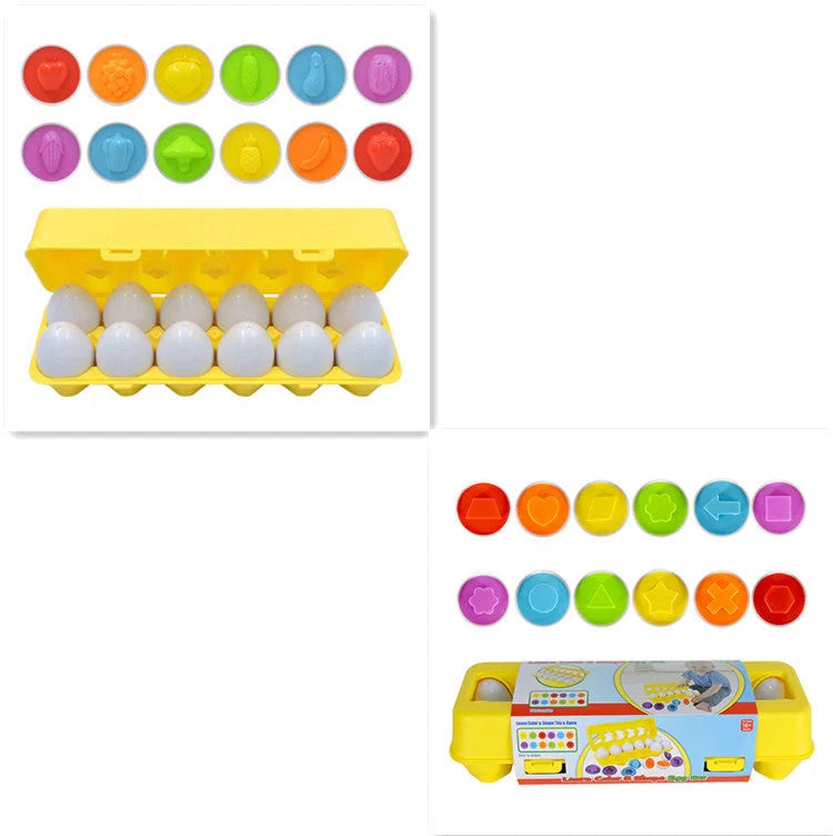 Educational smart egg toy for children, featuring 12 colourful eggs for shape and colour matching