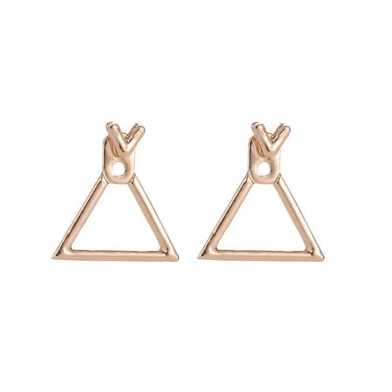 Hollow diamond square stud earrings in alloy with various finishes