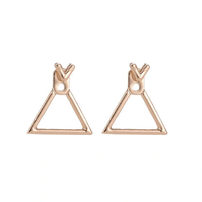Hollow diamond square stud earrings in alloy with various finishes