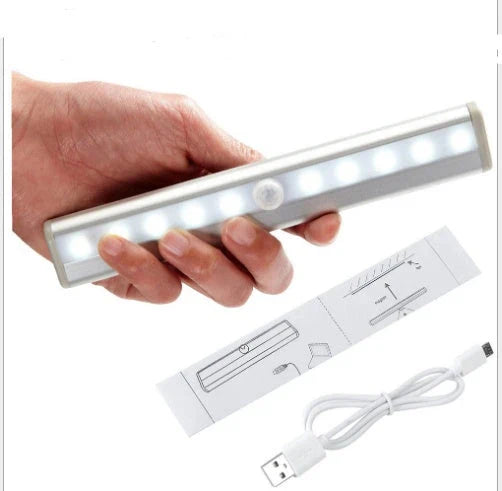 Sleek motion-activated LED cabinet light with infrared sensor for hands-free, energy-efficient illumination