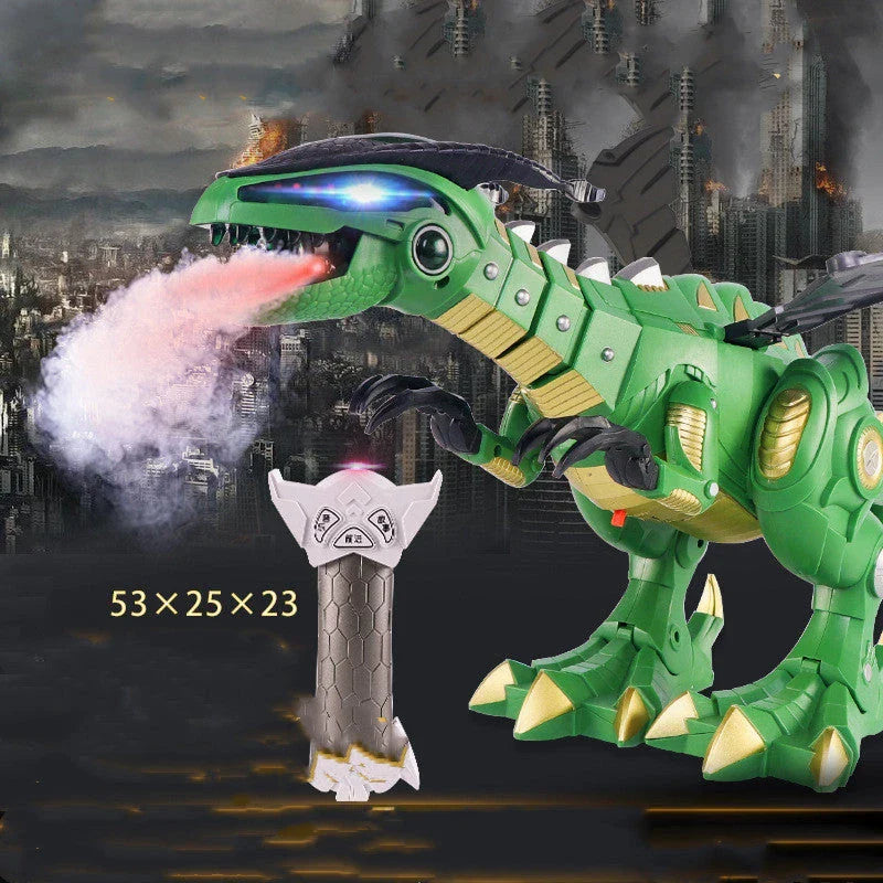 Roaming Robotic Dragon Toy with Lifelike Movement, Flashing Lights, Sounds, and Water Spray Effects