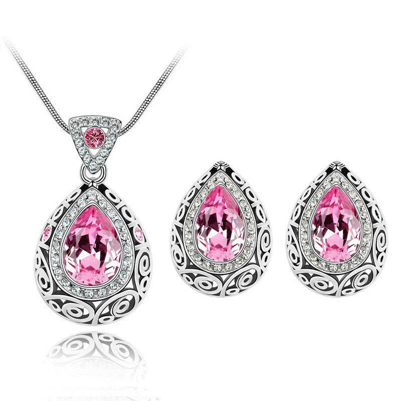 Austria crystal guard water droplet necklace with adjustable snake bone chain and artificial crystal pendant