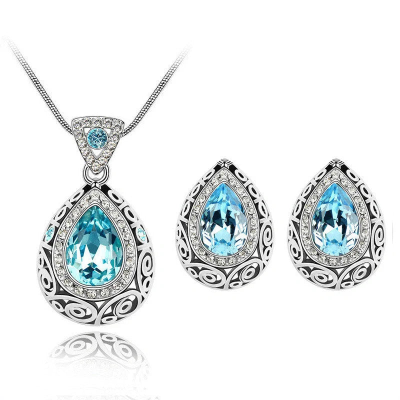Austria crystal guard water droplet necklace with adjustable snake bone chain and artificial crystal pendant