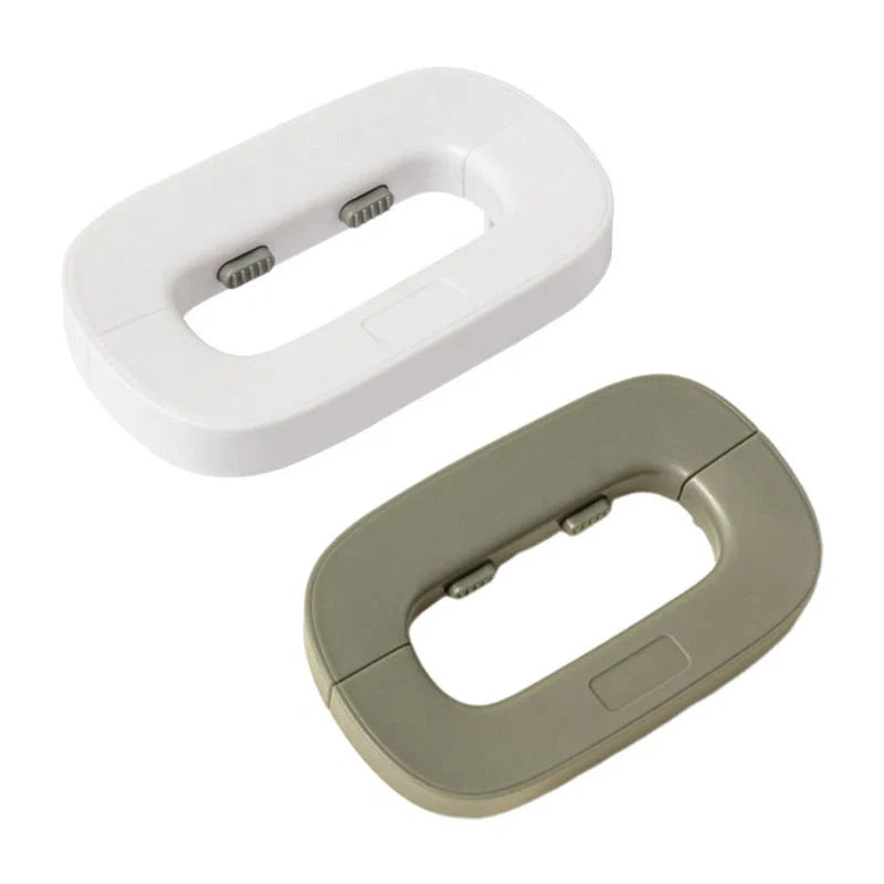 White and grey toddler safety lock for refrigerator doors with easy one-handed operation