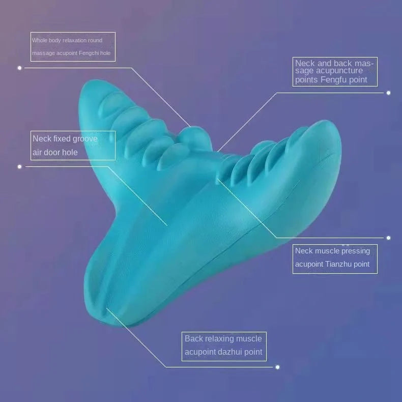Blue natural latex cervical spine massage pillow for neck pain relief