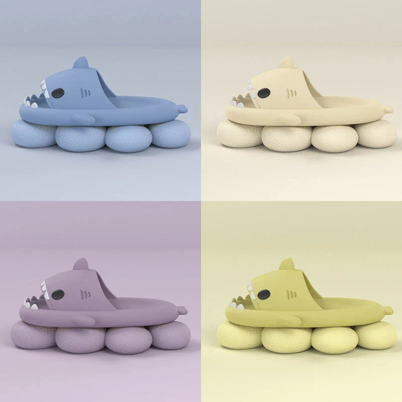 Cozy shark-themed slippers made of plush EVA material for indoor and outdoor wear with customized support