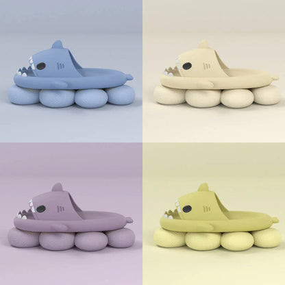 Cozy shark-themed slippers made of plush EVA material for indoor and outdoor wear with customized support