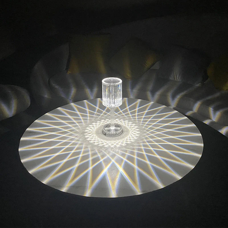 Crystal Diamond Line Atmosphere Remote Control Touch Night Light on a bedside table