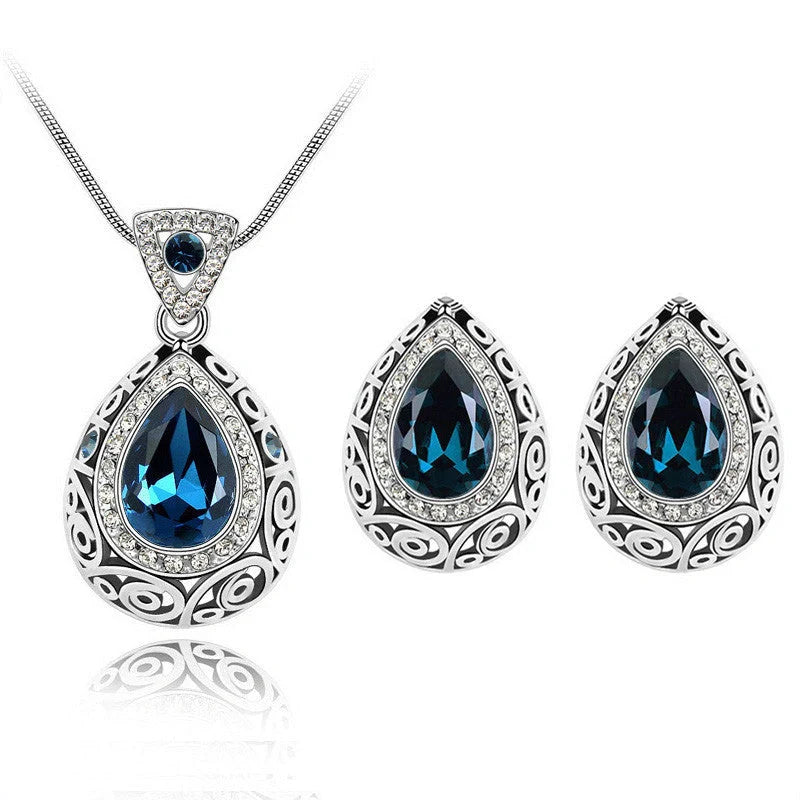 Austria crystal guard water droplet necklace with adjustable snake bone chain and artificial crystal pendant