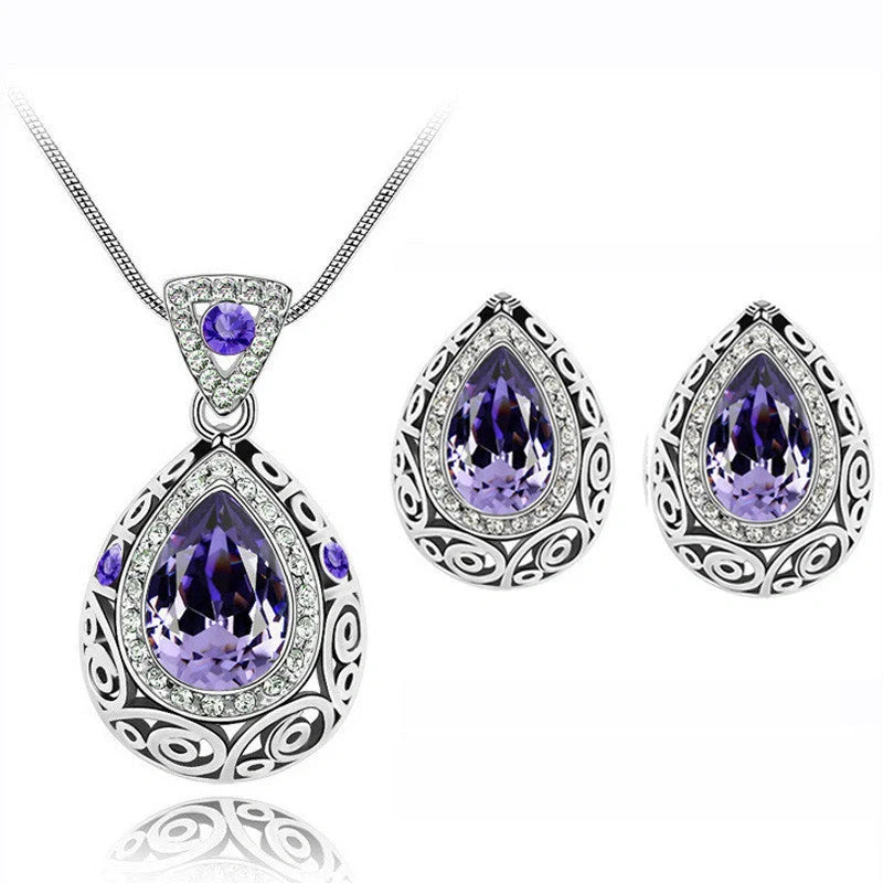 Austria crystal guard water droplet necklace with adjustable snake bone chain and artificial crystal pendant