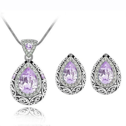 Austria crystal guard water droplet necklace with adjustable snake bone chain and artificial crystal pendant