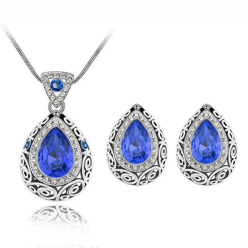 Austria crystal guard water droplet necklace with adjustable snake bone chain and artificial crystal pendant