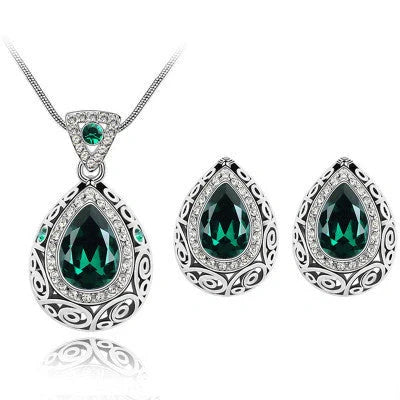 Austria crystal guard water droplet necklace with adjustable snake bone chain and artificial crystal pendant