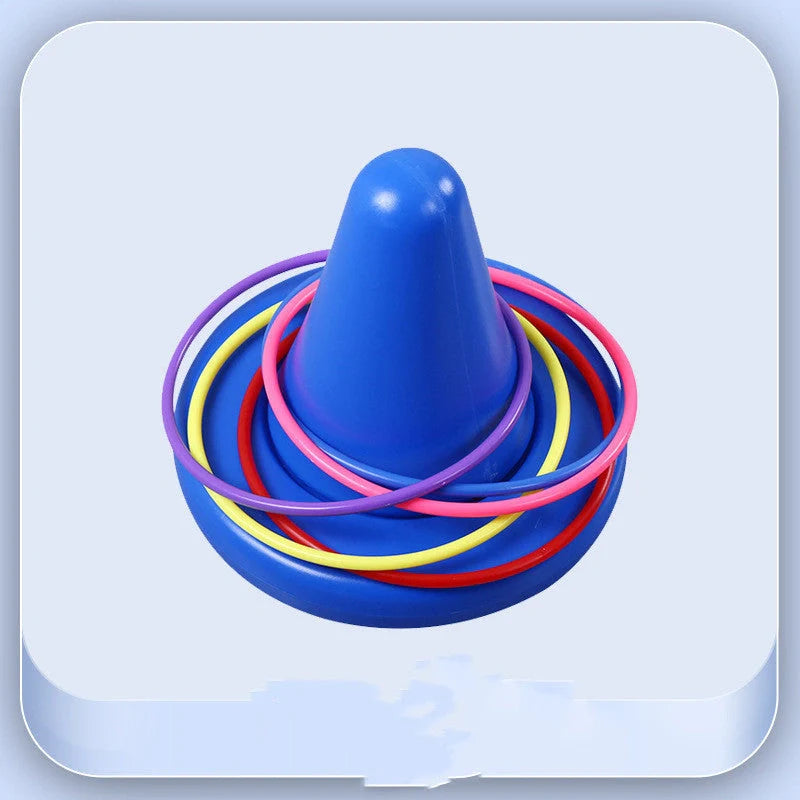 Children's balance training sensory toy with throwing rings in bright colours