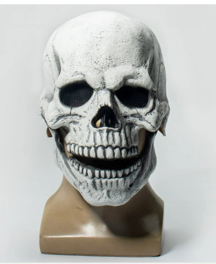 Creepy skeletal horror mask with movable jaw - perfect for Halloween costume and cosplay