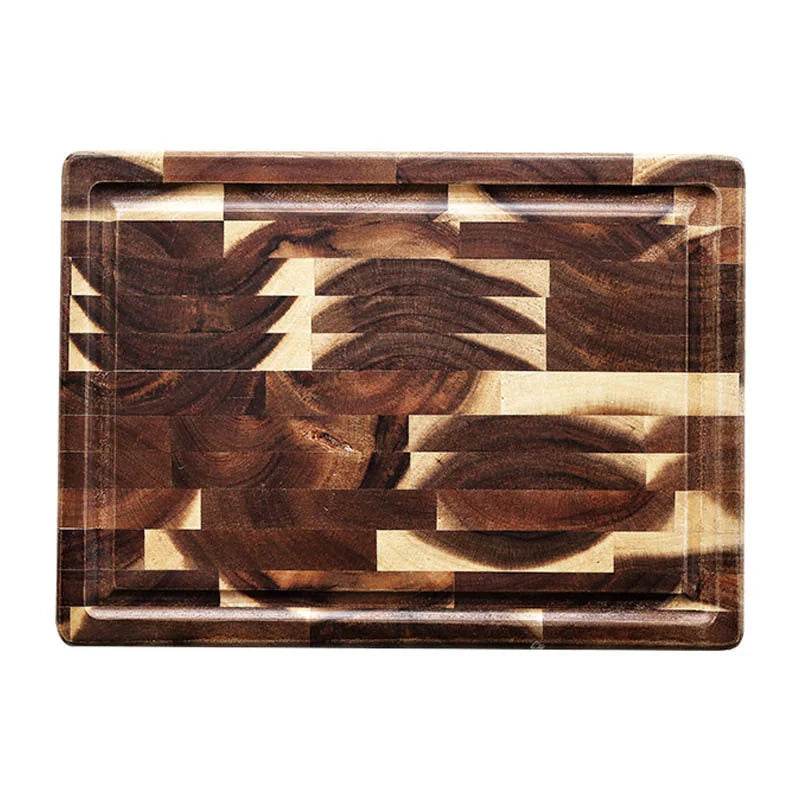 Solid acacia wood cutting board for kitchen use, 3cm thick, brown color