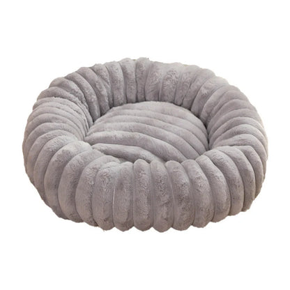Plush round pet kennel for dogs, available in multiple colours and sizes for winter comfort