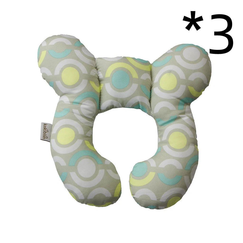 U-shaped baby head support pillow in pure cotton for car safety seats