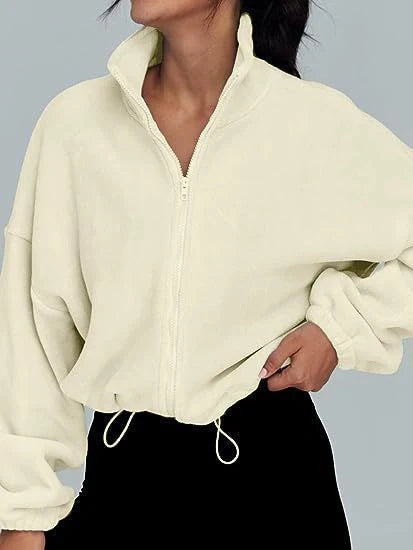 Women's polar fleece jacket with stand collar and zipper in various colours