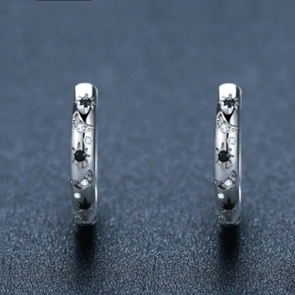Elegant French Zircon Star and Moon Earrings with copper base and natural finish