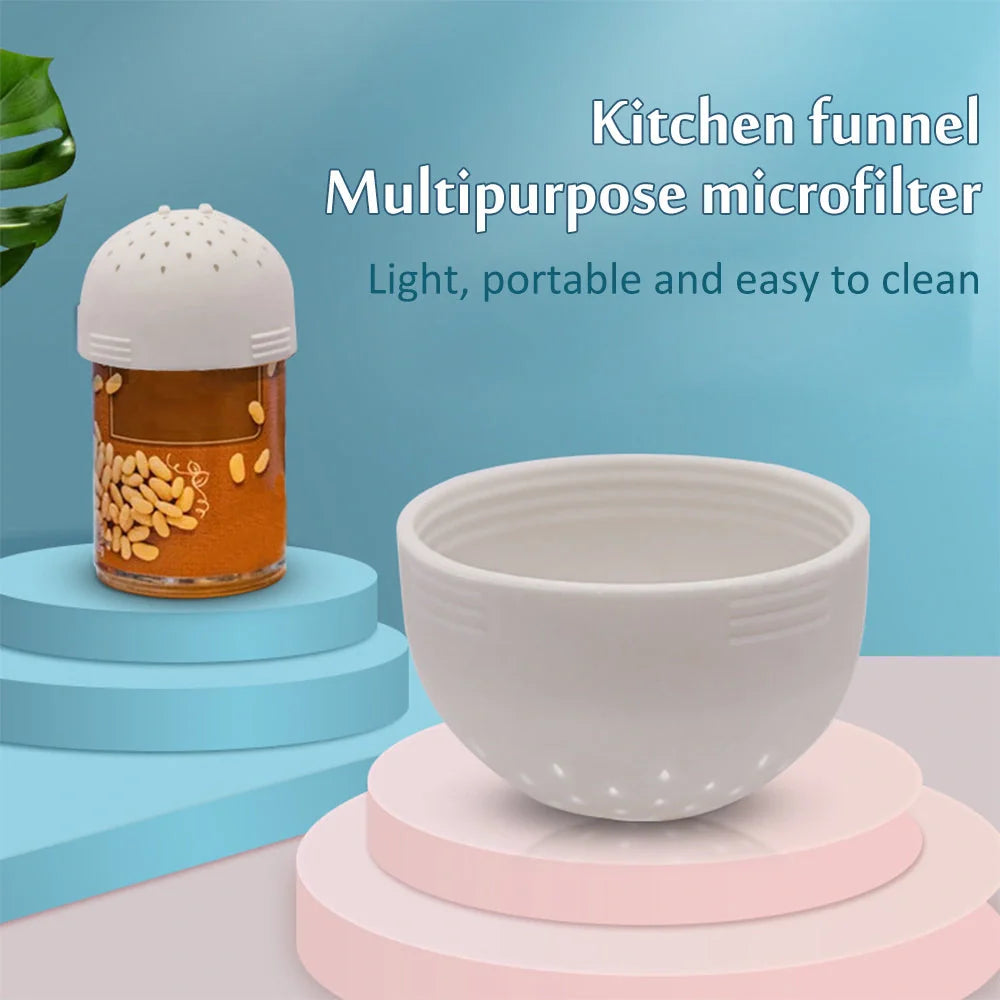 Silicone mini kitchen colander in white and green, perfect for filtering small items