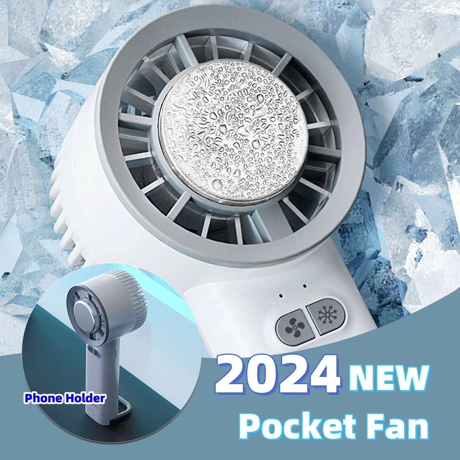Powerful and portable handheld turbo fan with ice-cooling function for refreshing summer comfort