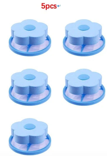 Flower-designed float filter for washing machine hair removal, 9.5cm by 4.0cm