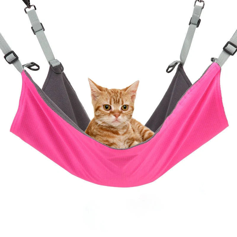 Seasonal pet hammock for cats and small dogs with plush and waterproof layers