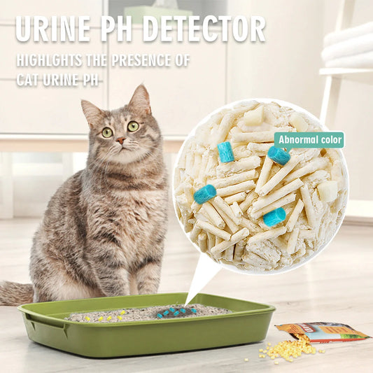 Premium self-cleaning cat litter pellets in earthy tones, featuring innovative self-checking technology to trap odours and lock in moisture.