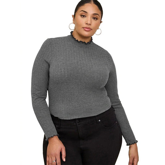 Women's slim fit half-high collar long sleeve t-shirt in various colours